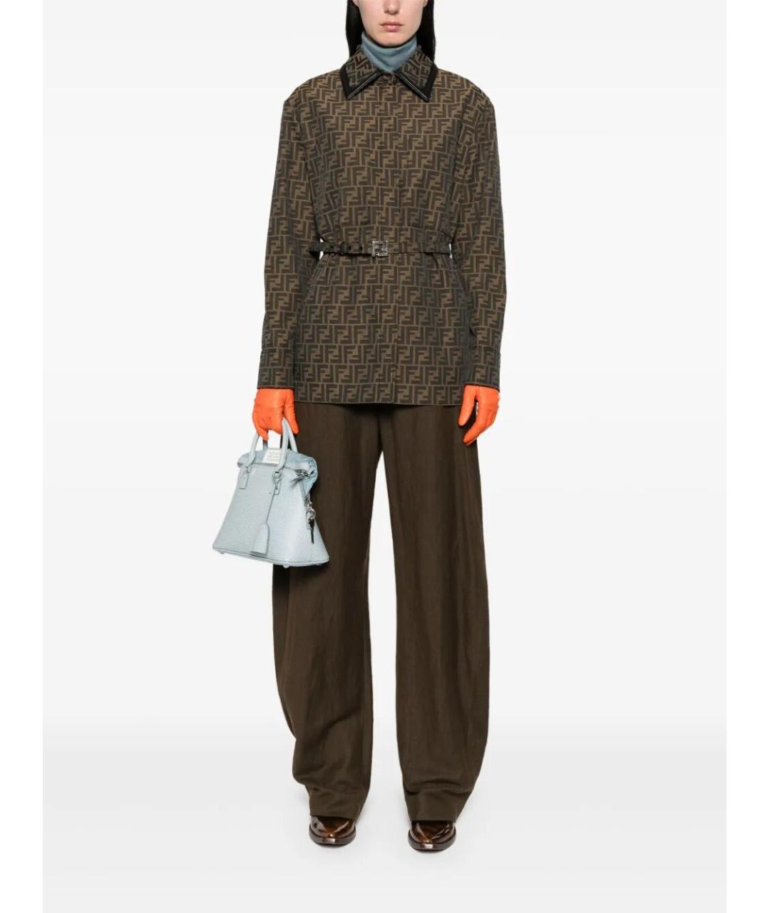 FENDI Коричневая полиэстеровая куртка, фото 2