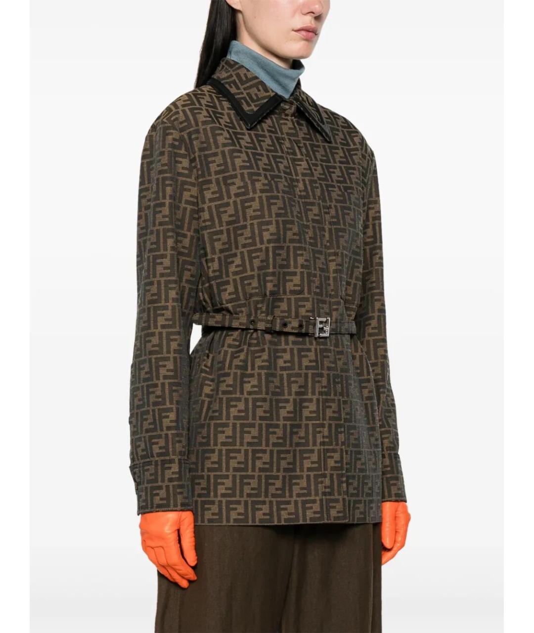 FENDI Коричневая полиэстеровая куртка, фото 3