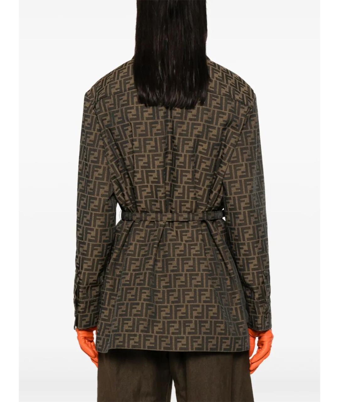 FENDI Коричневая полиэстеровая куртка, фото 4
