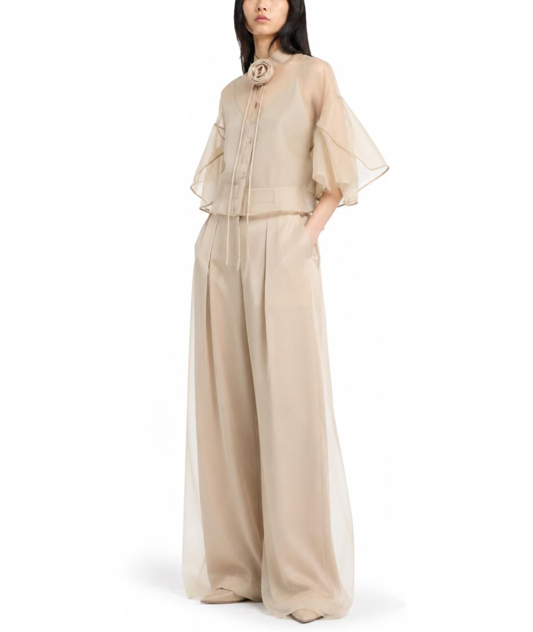 MAX MARA Бежевая шелковая рубашка, фото 2