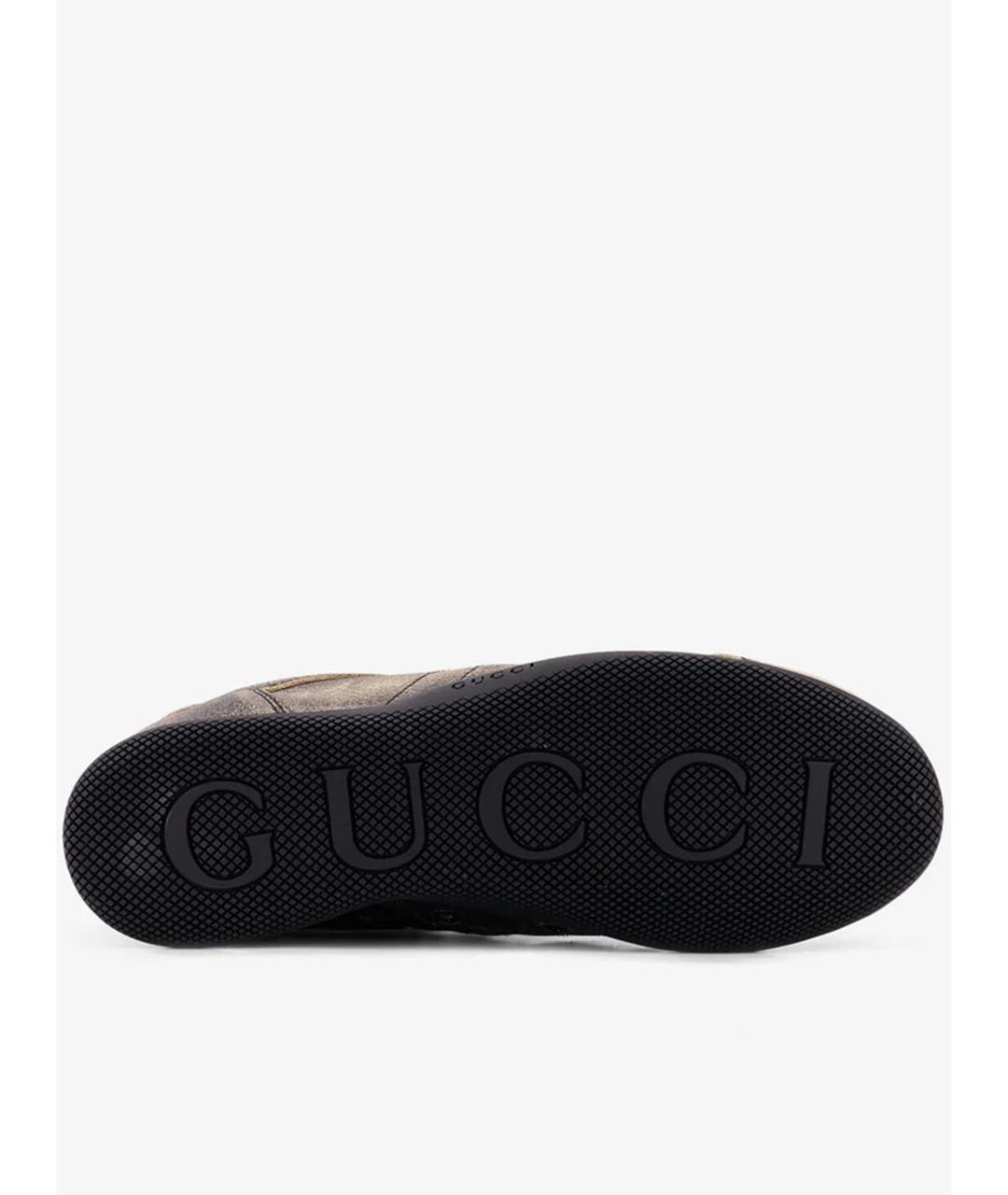 GUCCI Черные кожаные кроссовки, фото 4