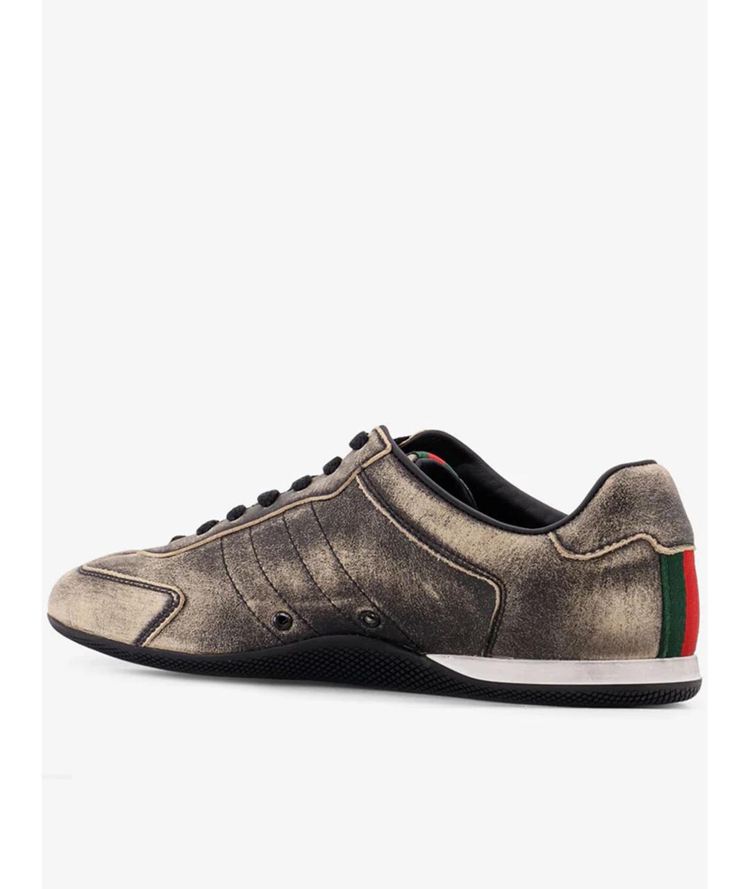 GUCCI Черные кожаные кроссовки, фото 3