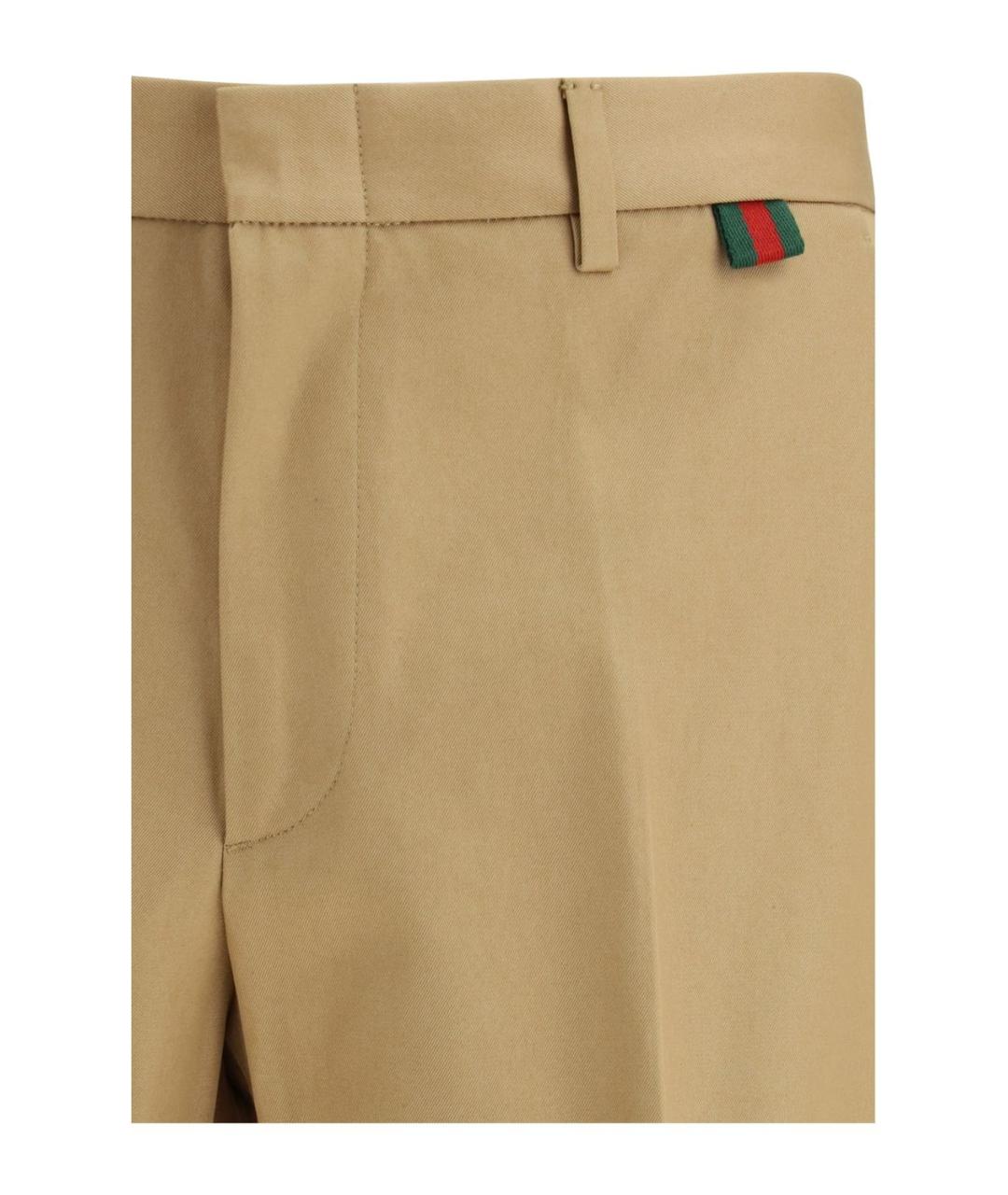 GUCCI Бежевые хлопковые повседневные брюки, фото 3