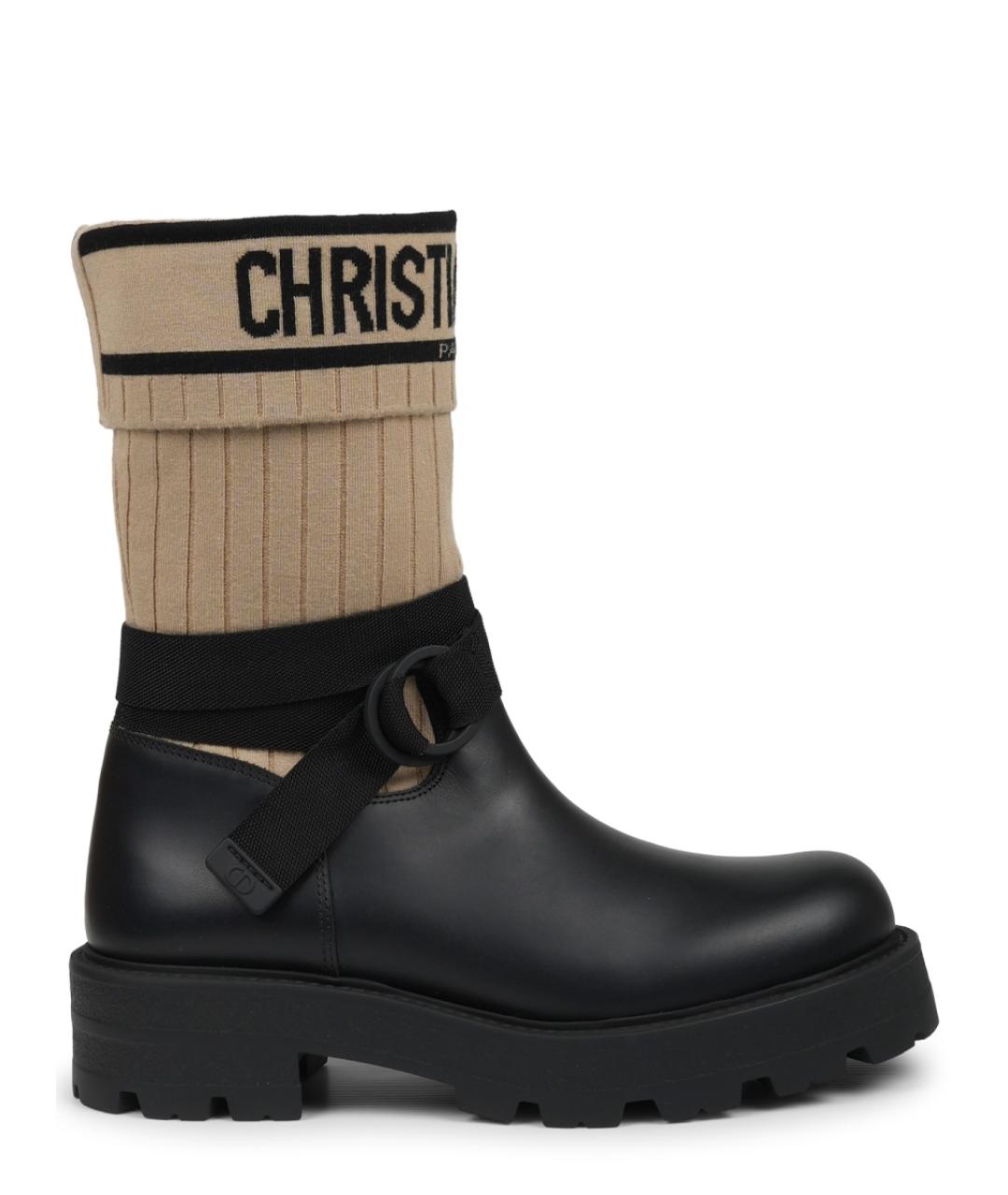 CHRISTIAN DIOR Черные кожаные ботинки, фото 1