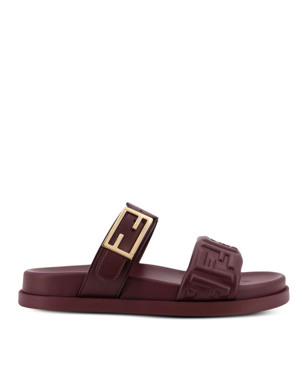 FENDI Бордовые кожаные сандалии, фото 1
