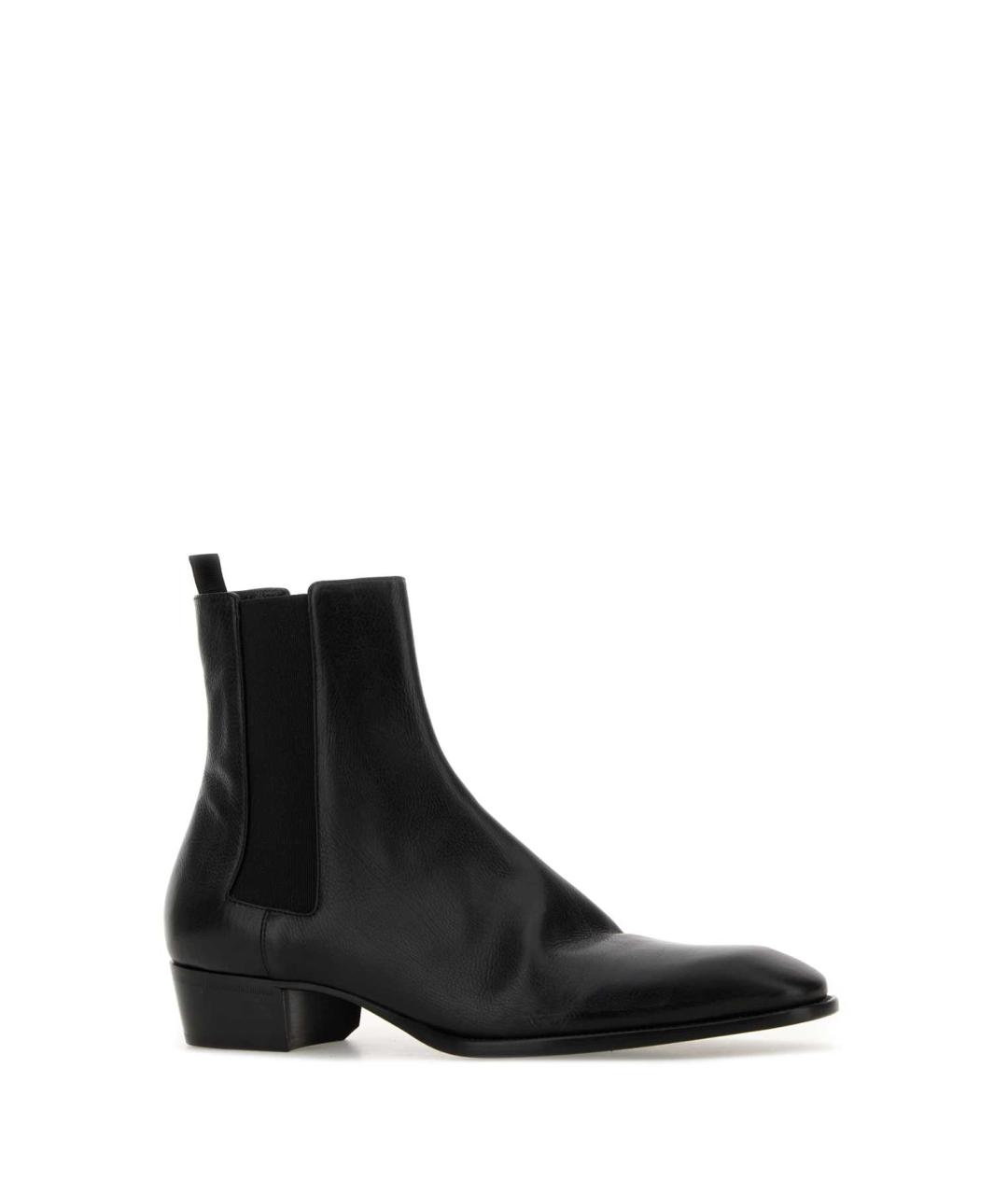 SAINT LAURENT Черные кожаные высокие ботинки, фото 2