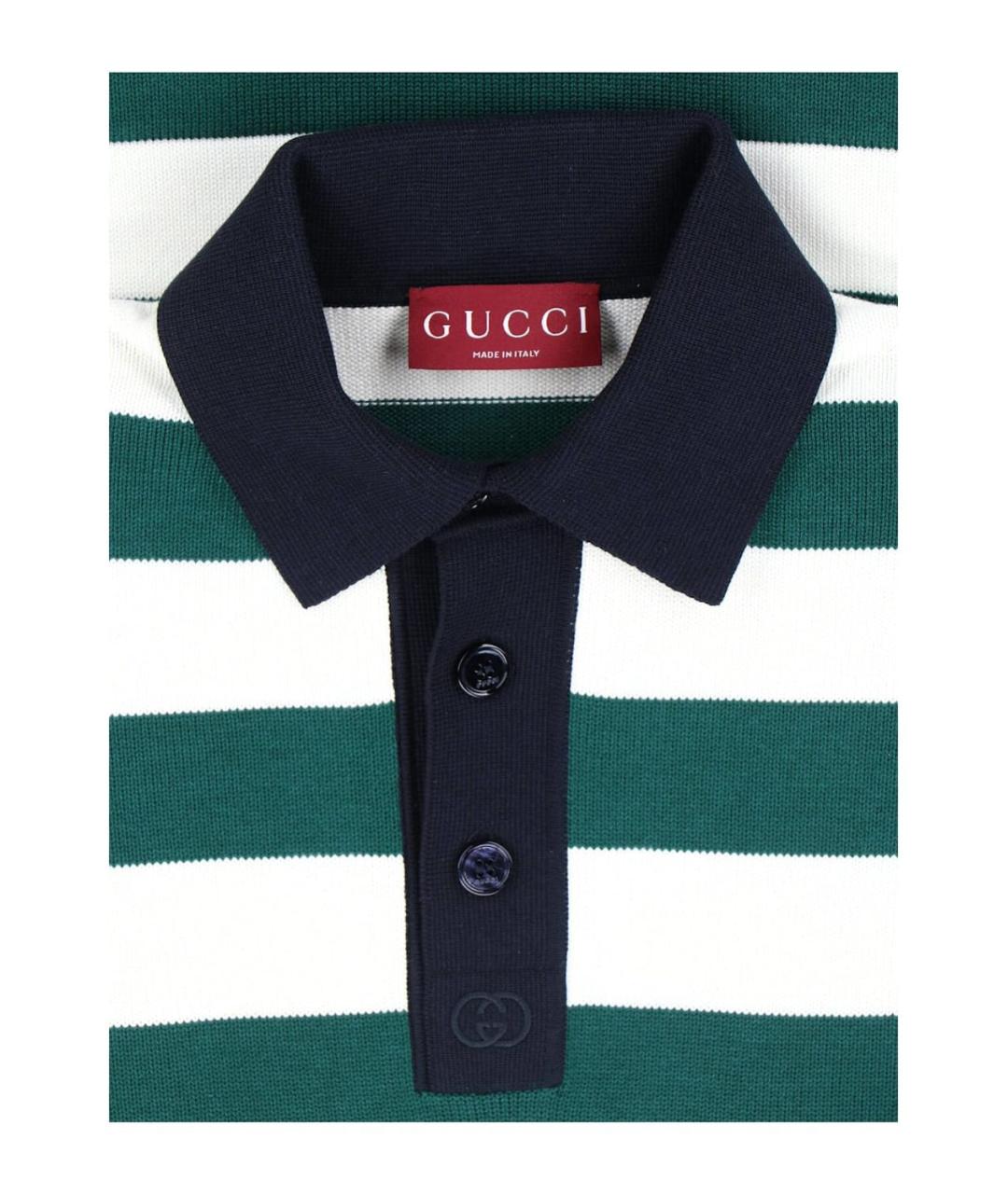 GUCCI Зеленое шелковое поло с длинным рукавом, фото 3