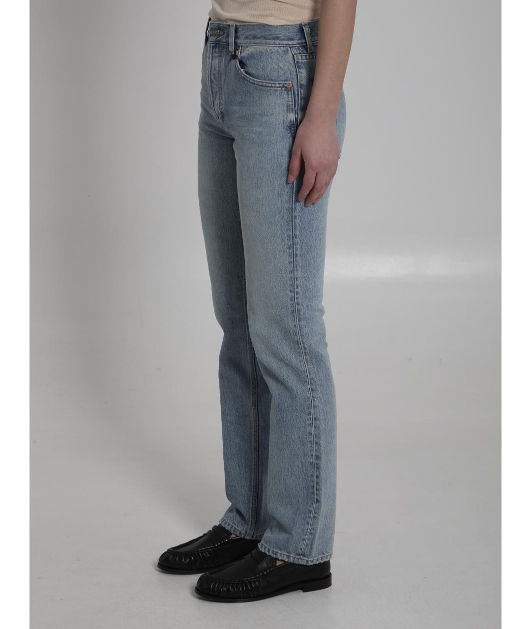 SAINT LAURENT Голубые хлопковые прямые джинсы, фото 3