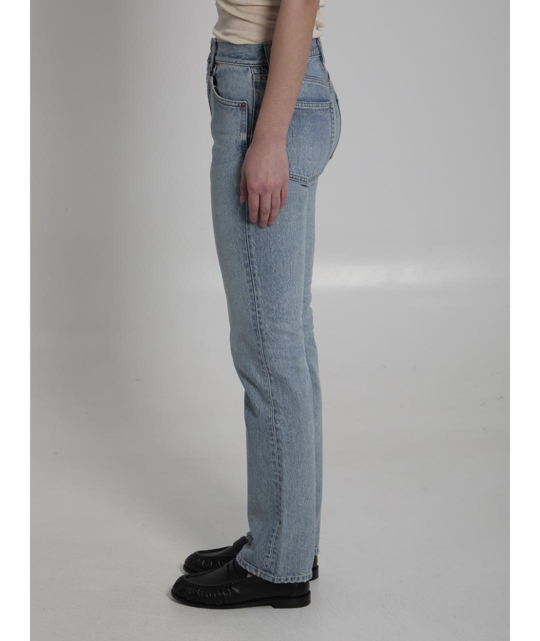 SAINT LAURENT Голубые хлопковые прямые джинсы, фото 4