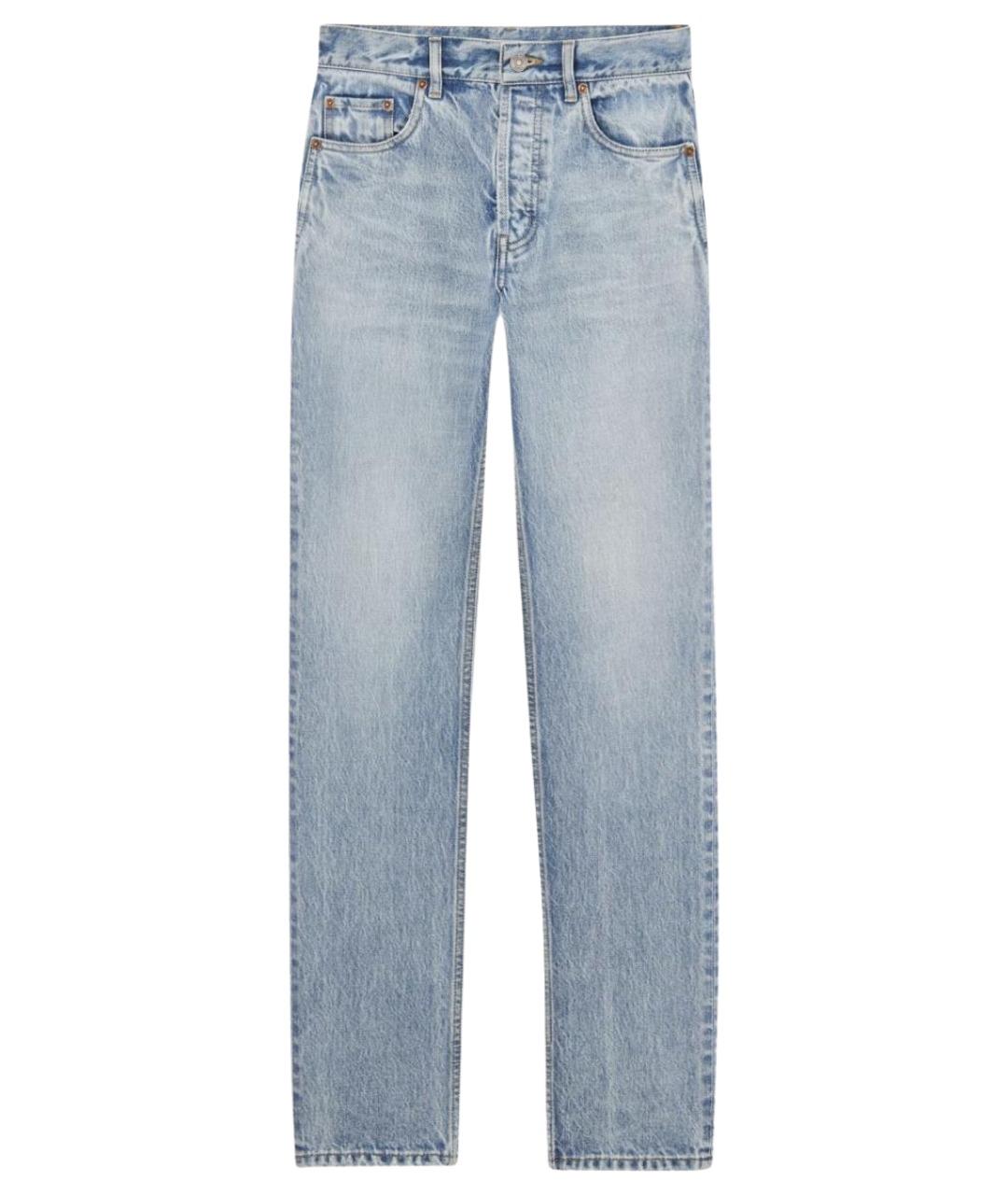 SAINT LAURENT Голубые хлопковые прямые джинсы, фото 1