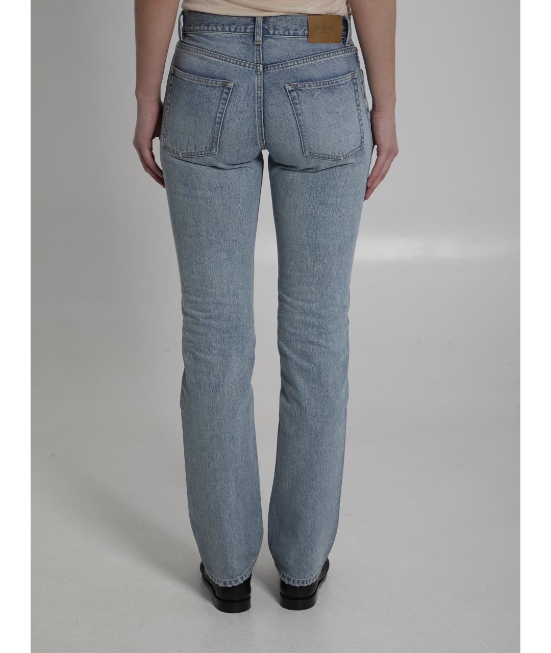 SAINT LAURENT Голубые хлопковые прямые джинсы, фото 5