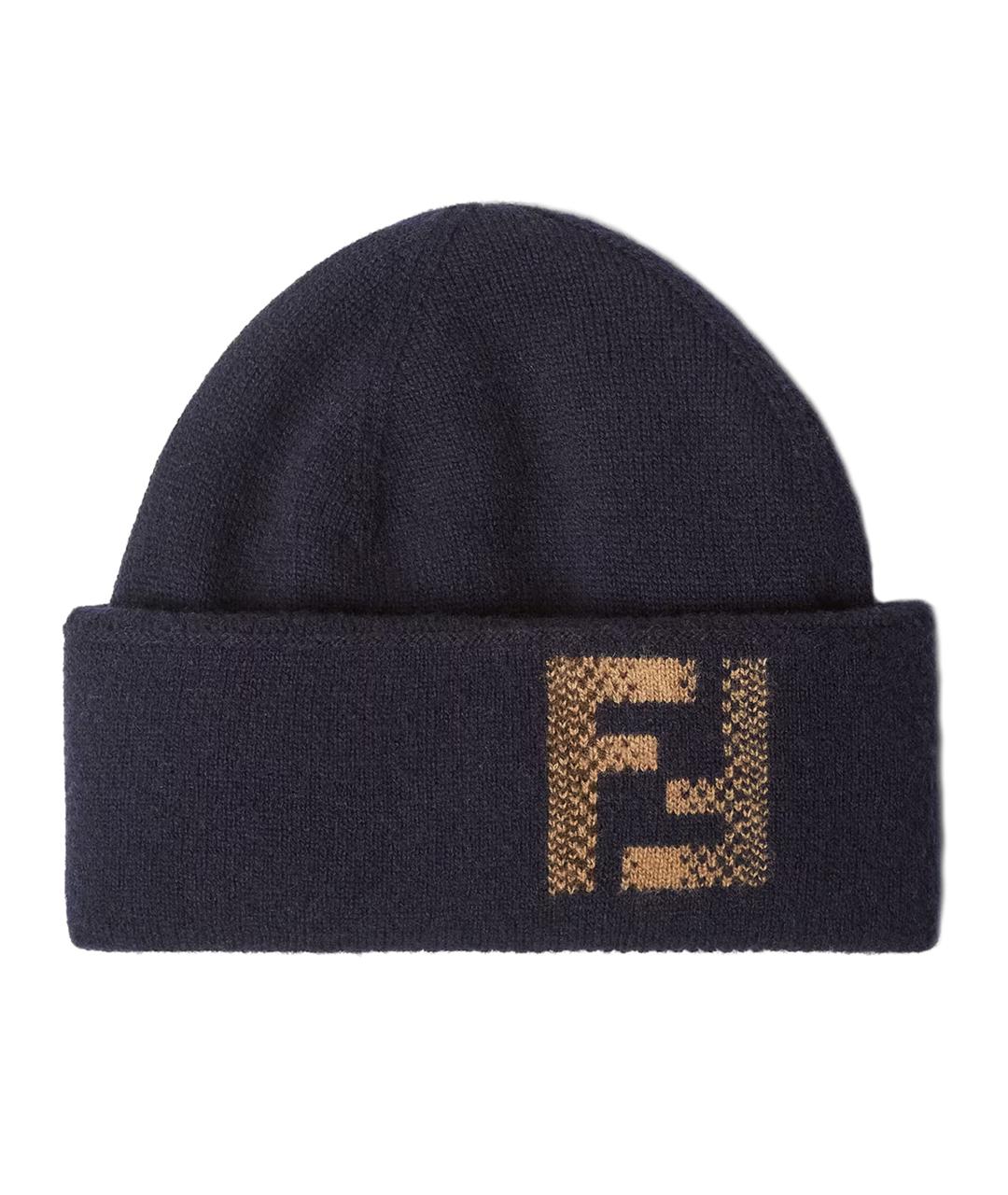 FENDI Синяя шерстяная шапка, фото 1
