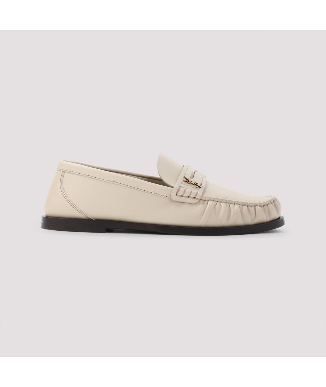 SAINT LAURENT Белые кожаные лоферы, фото 2
