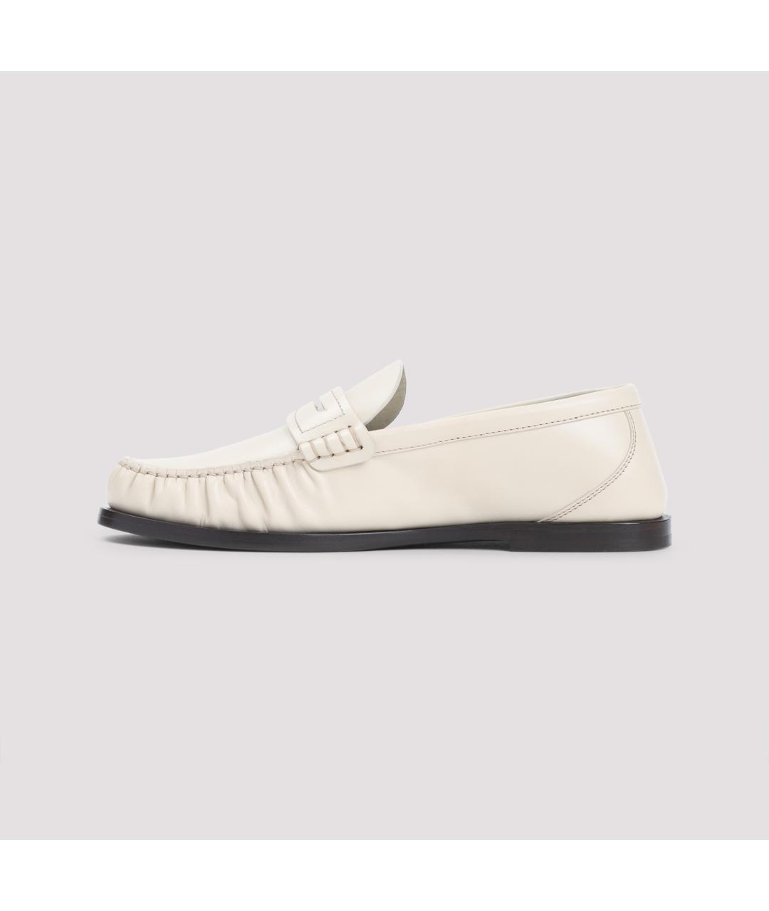SAINT LAURENT Белые кожаные лоферы, фото 3