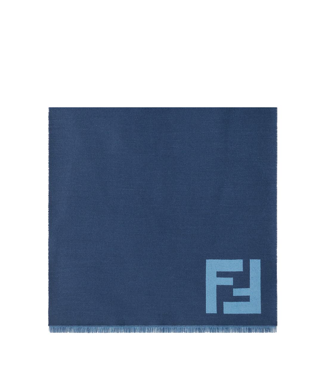 FENDI Синий шерстяной шарф, фото 1