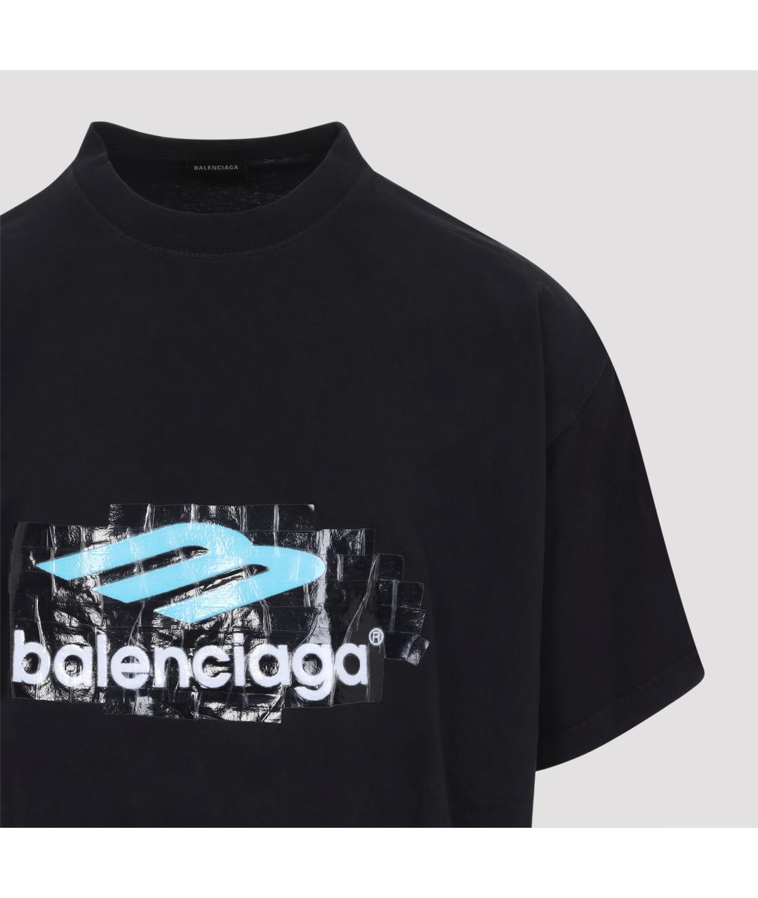 BALENCIAGA Черная хлопковая футболка, фото 4