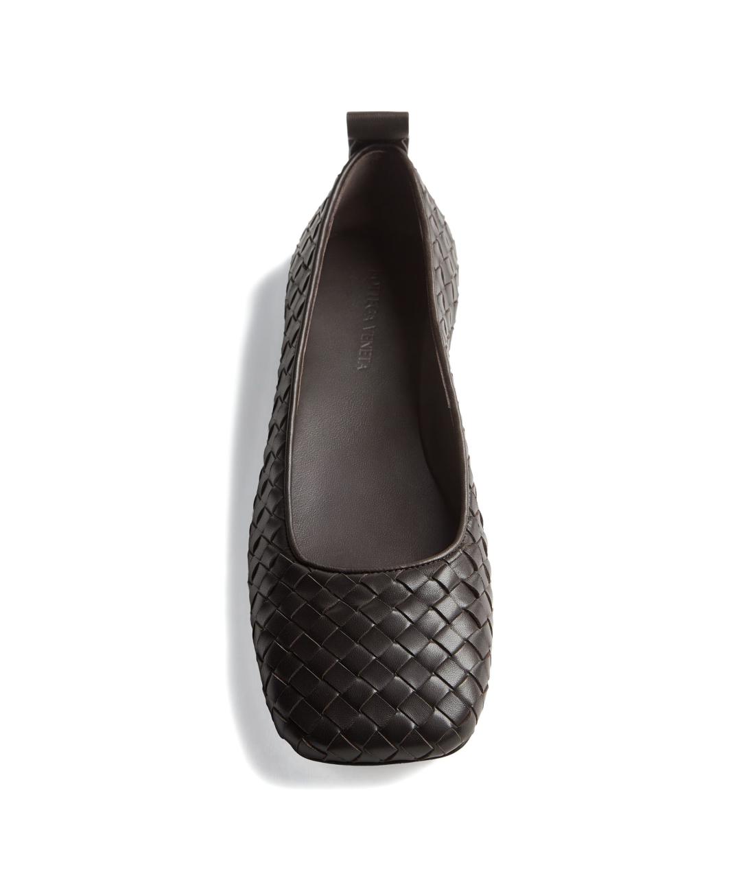 BOTTEGA VENETA Коричневые кожаные балетки, фото 4