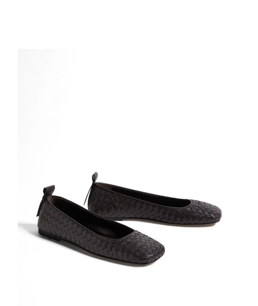 BOTTEGA VENETA Коричневые кожаные балетки, фото 3