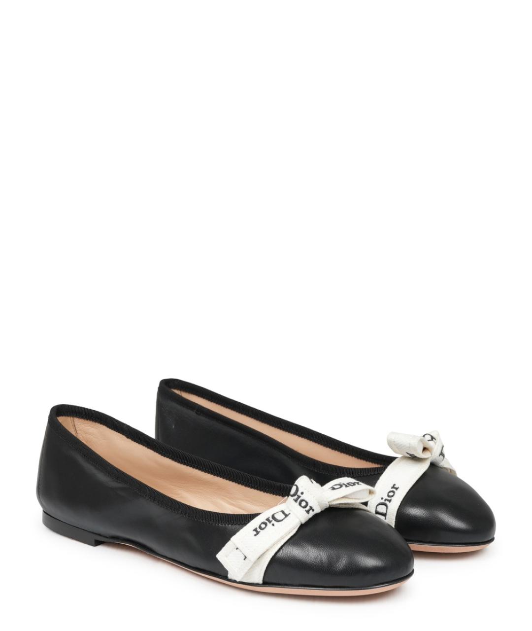 CHRISTIAN DIOR Черные кожаные балетки, фото 2