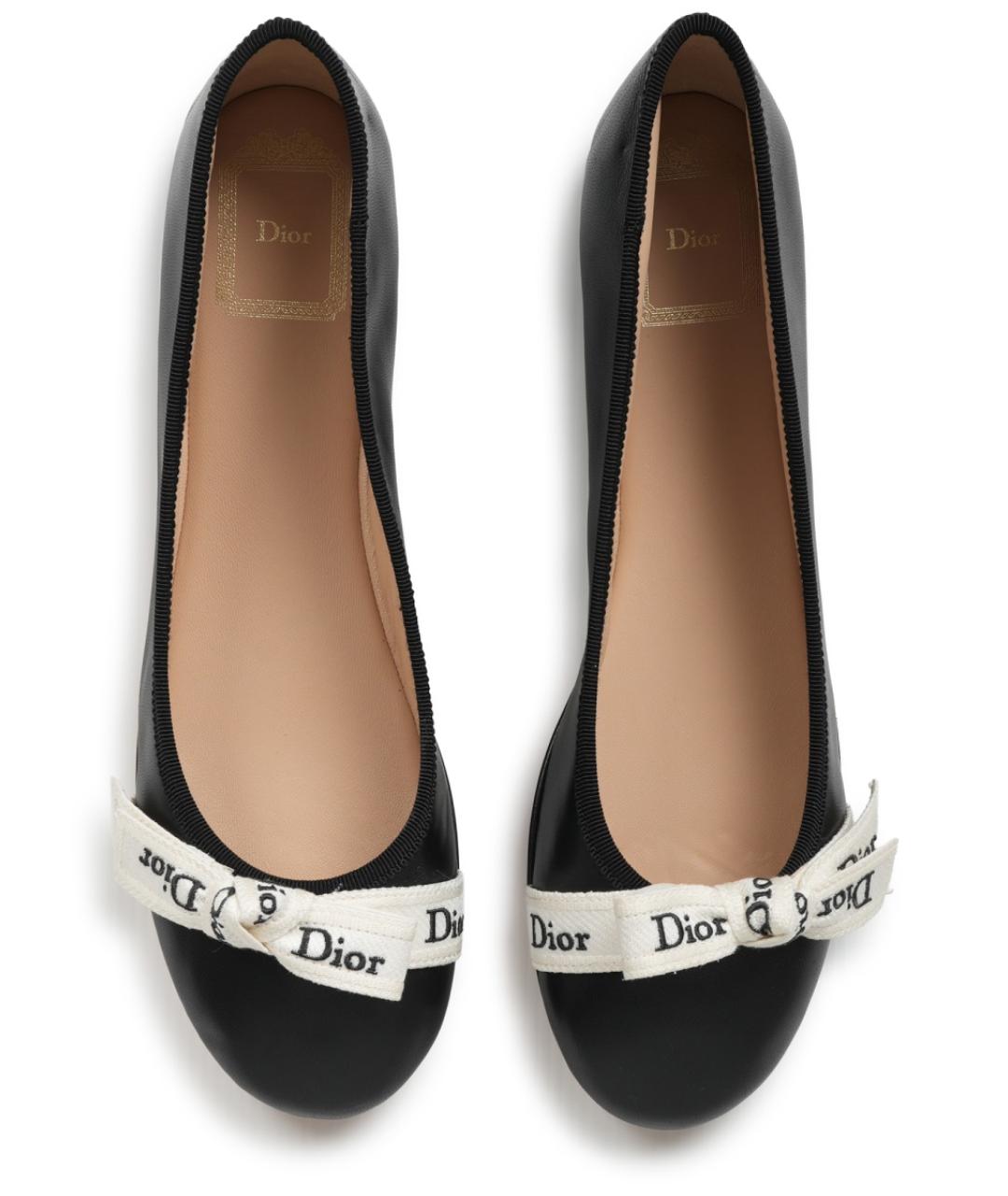 CHRISTIAN DIOR Черные кожаные балетки, фото 5