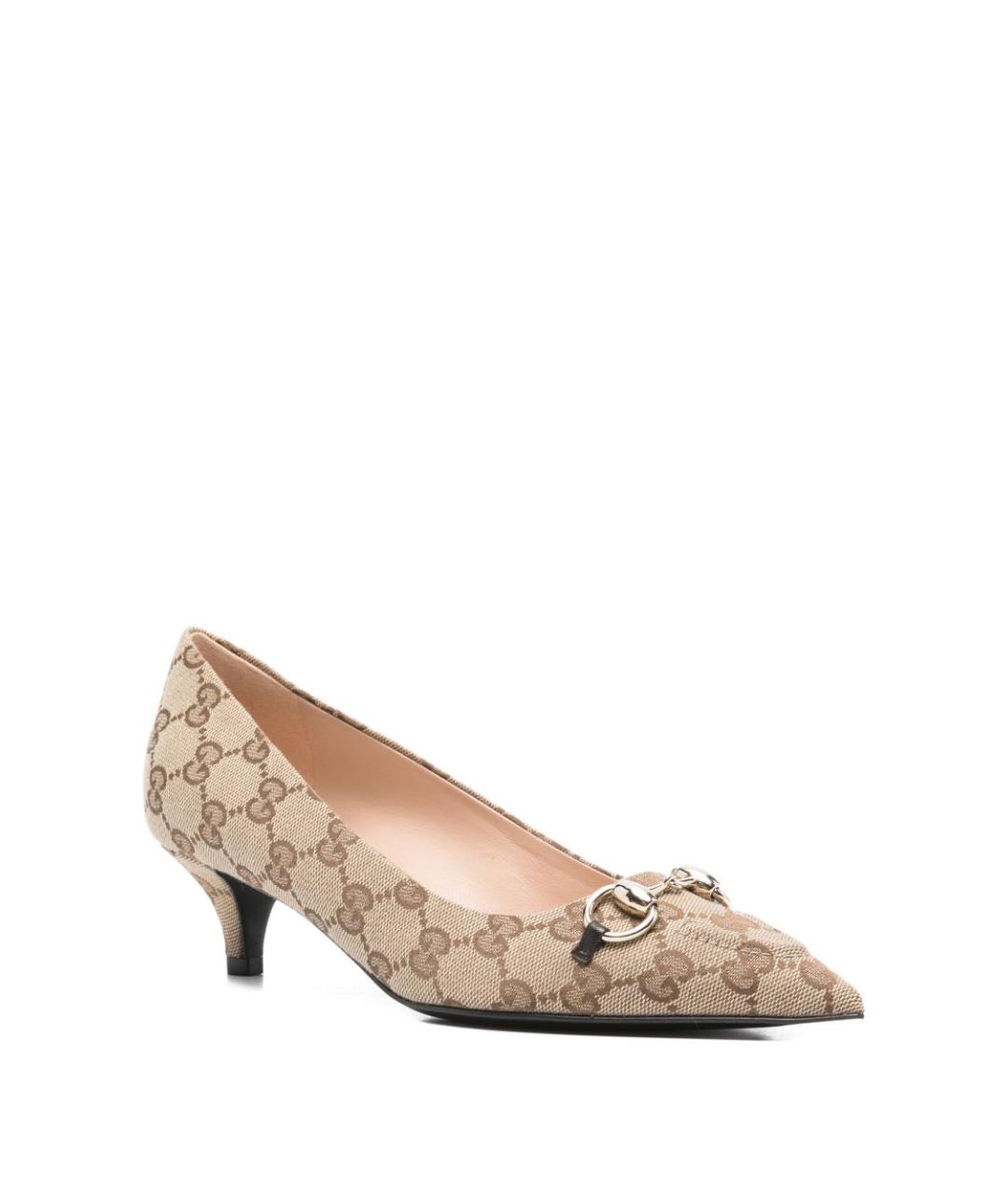 GUCCI Бежевые текстильные туфли, фото 4