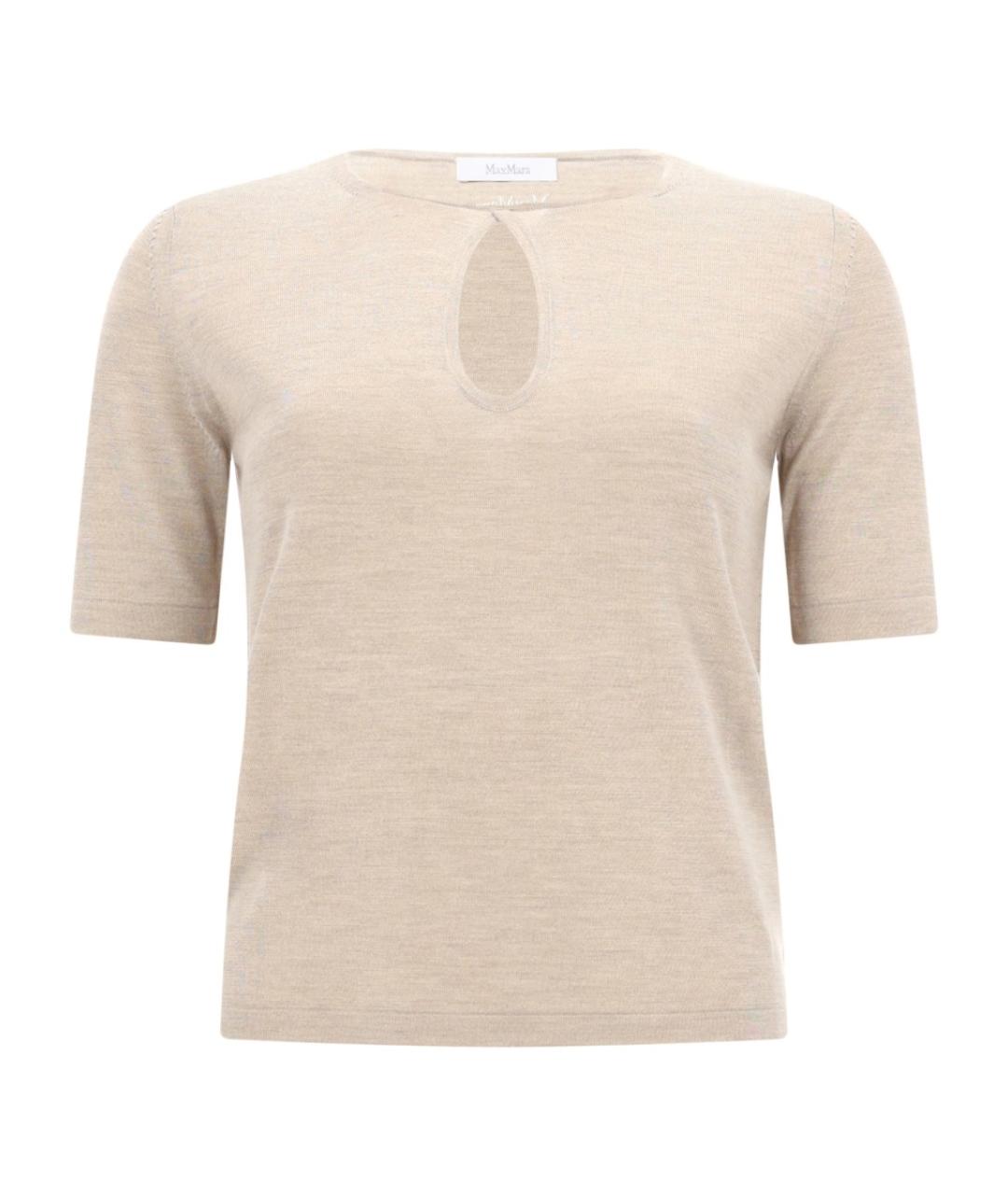 MAX MARA Бежевая шелковая футболка, фото 1