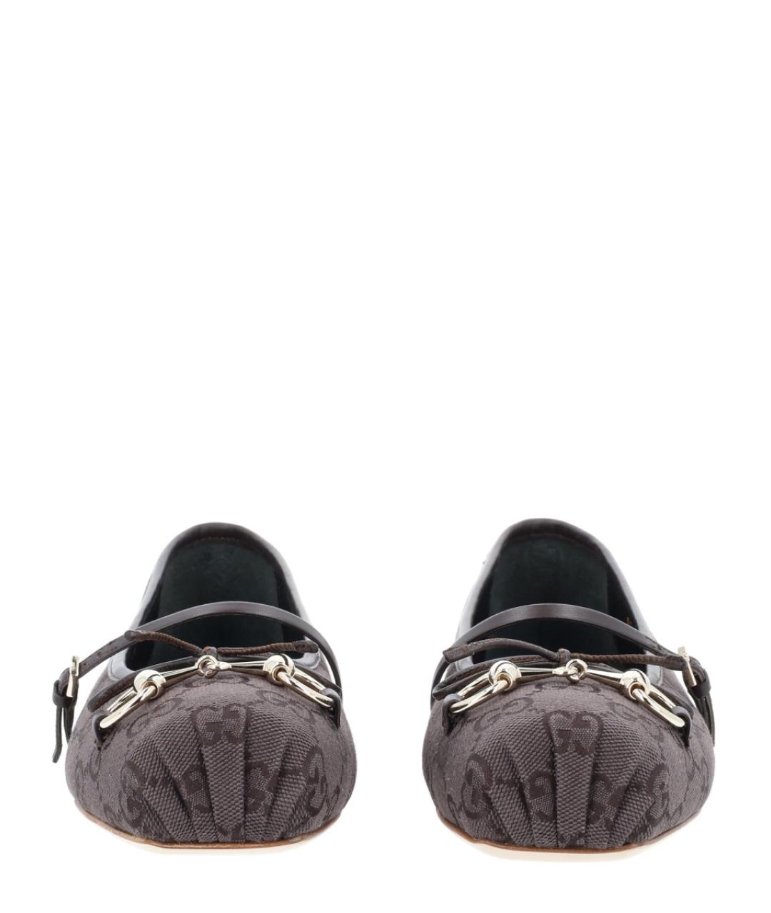 GUCCI Коричневые текстильные балетки, фото 3