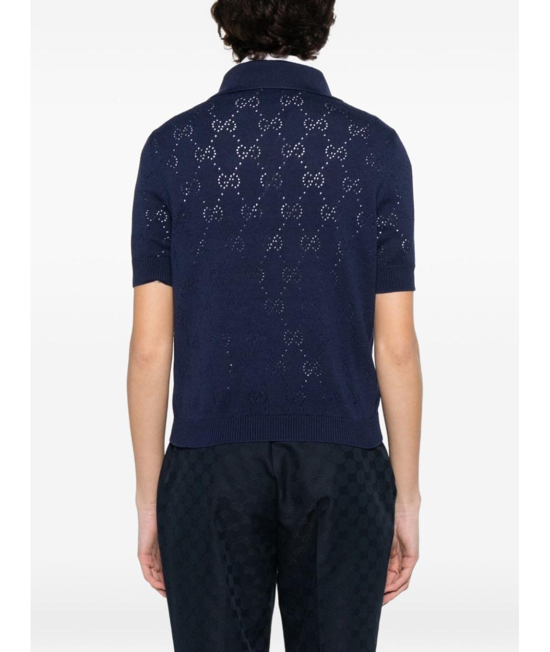GUCCI Синяя шелковая футболка, фото 4
