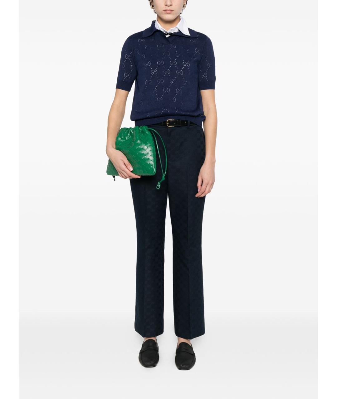 GUCCI Синяя шелковая футболка, фото 2