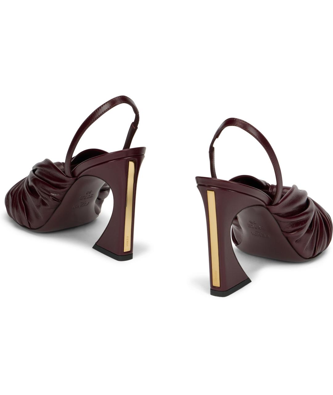 FENDI Бордовые кожаные туфли, фото 4