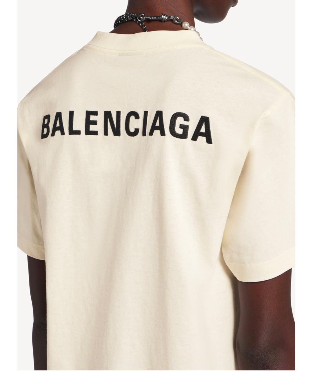 BALENCIAGA Белая хлопковая футболка, фото 4