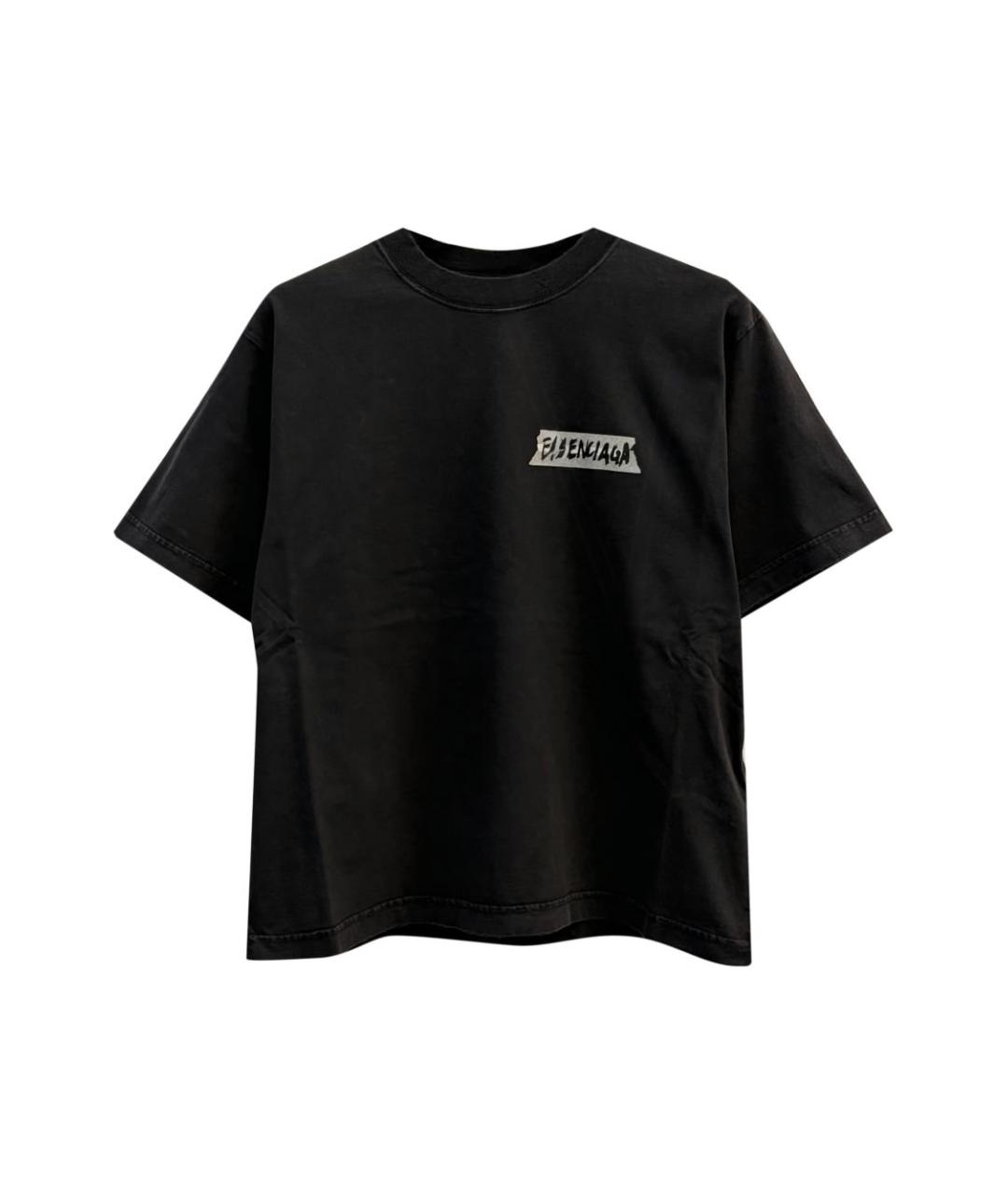 BALENCIAGA Черная хлопковая футболка, фото 1