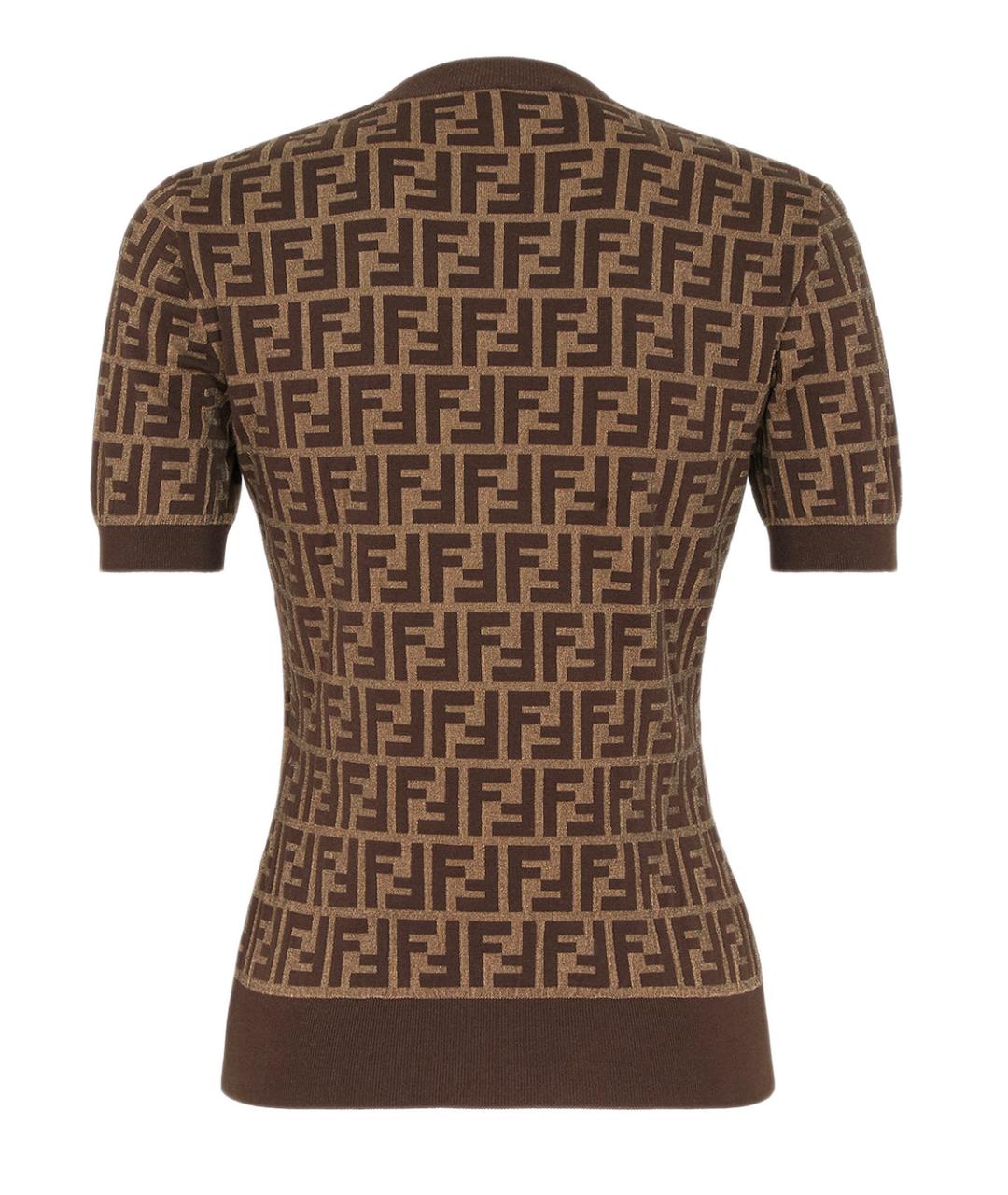 FENDI Коричневая хлопковая футболка, фото 3