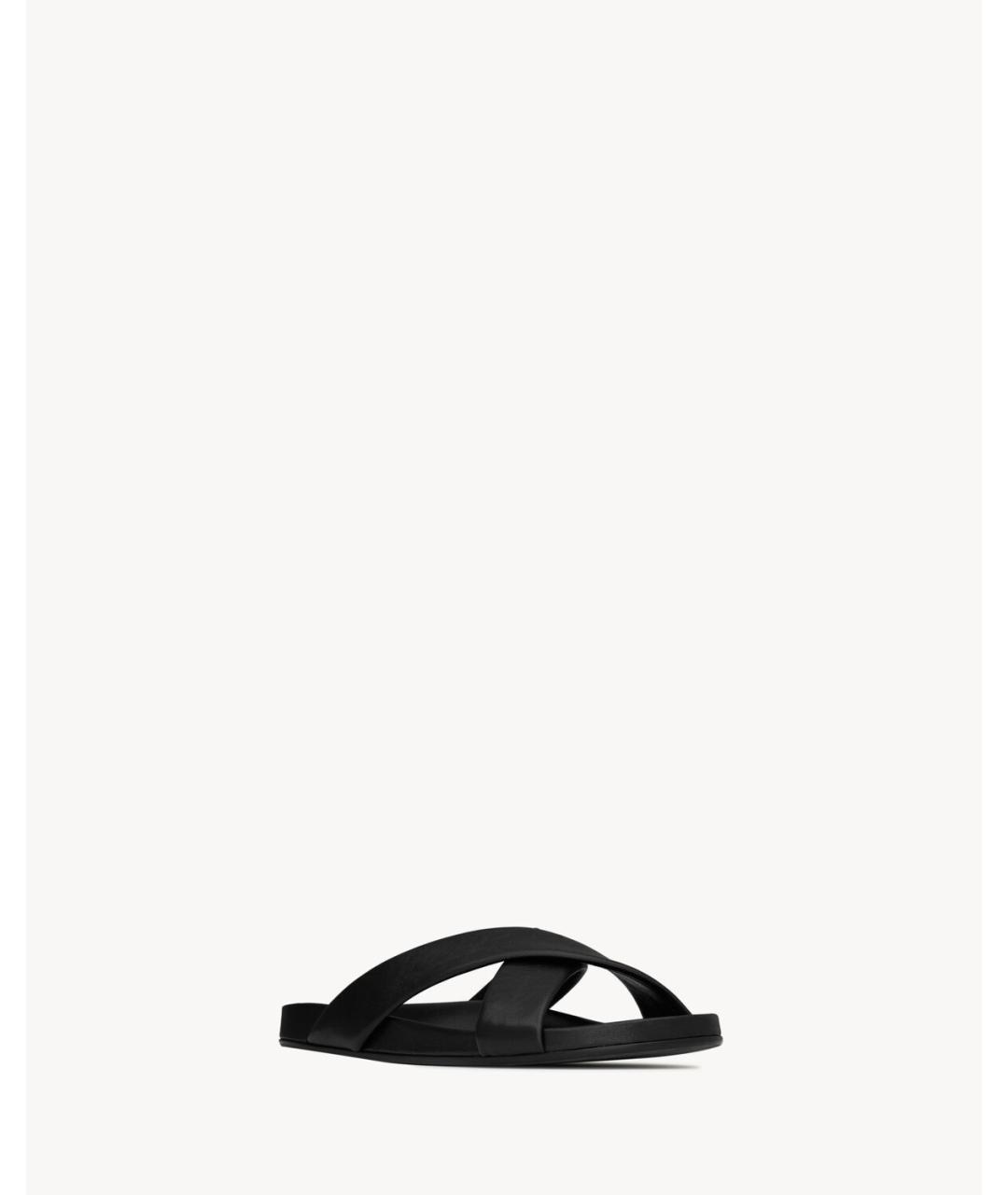SAINT LAURENT Черные кожаные сандалии, фото 2