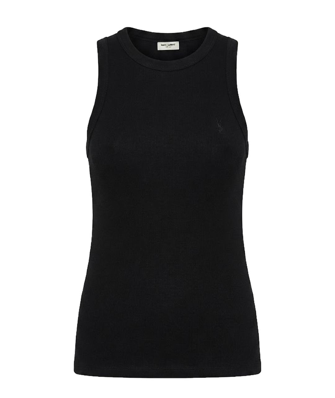 SAINT LAURENT Черная хлопковая майка, фото 1