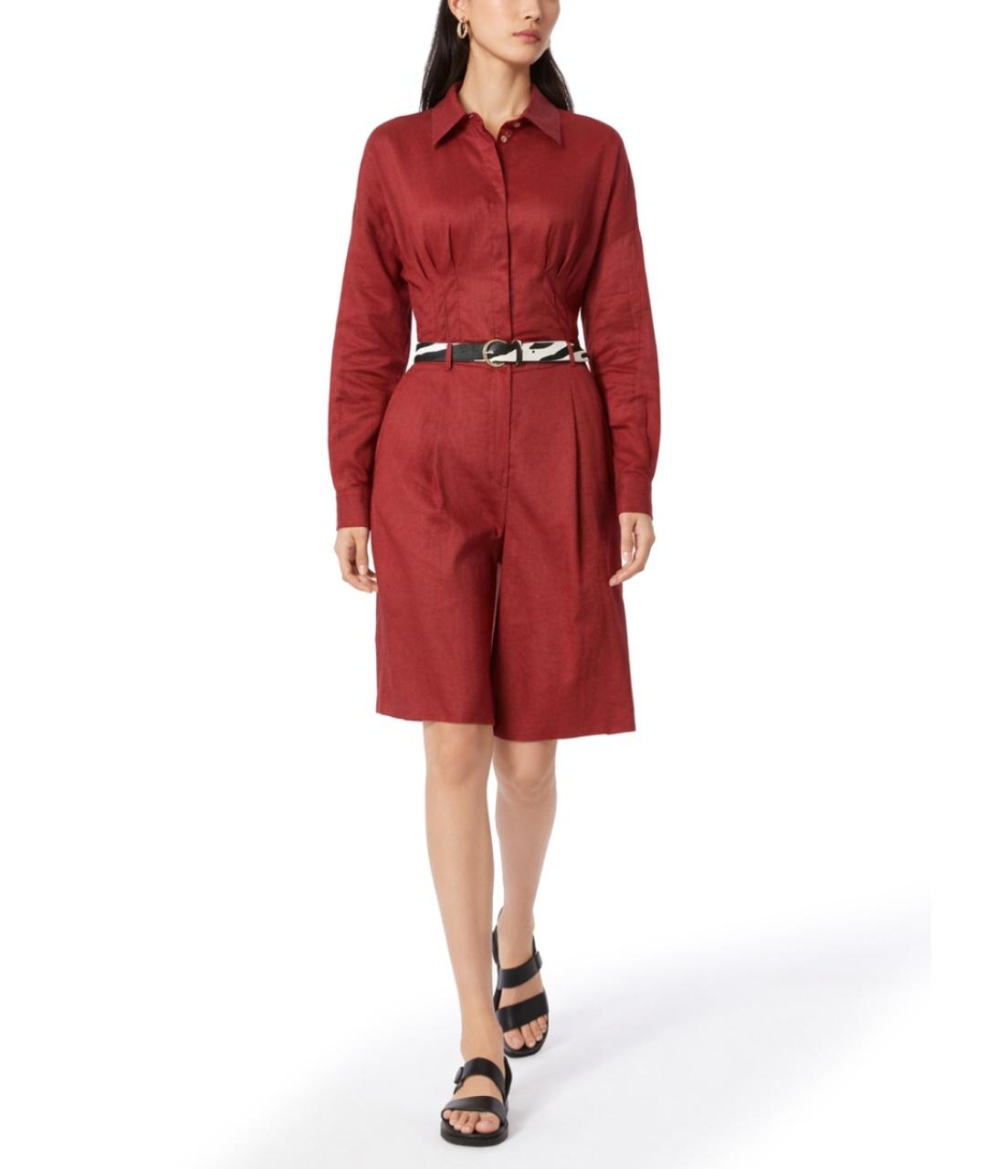 MAX MARA Красные льняные шорты, фото 2