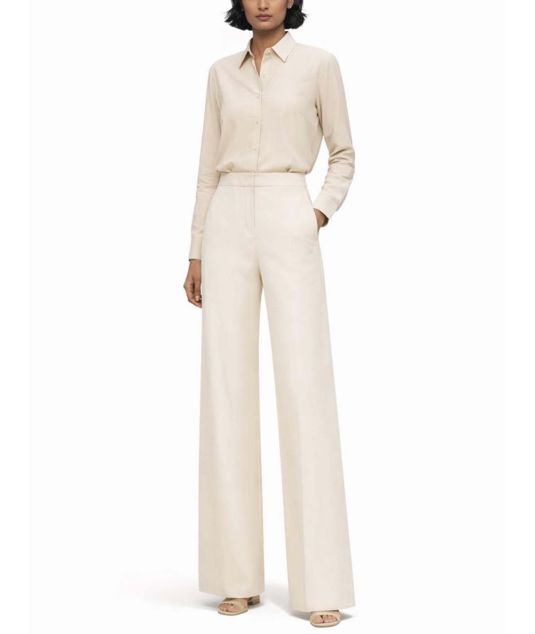 MAX MARA Белые хлопковые прямые брюки, фото 2