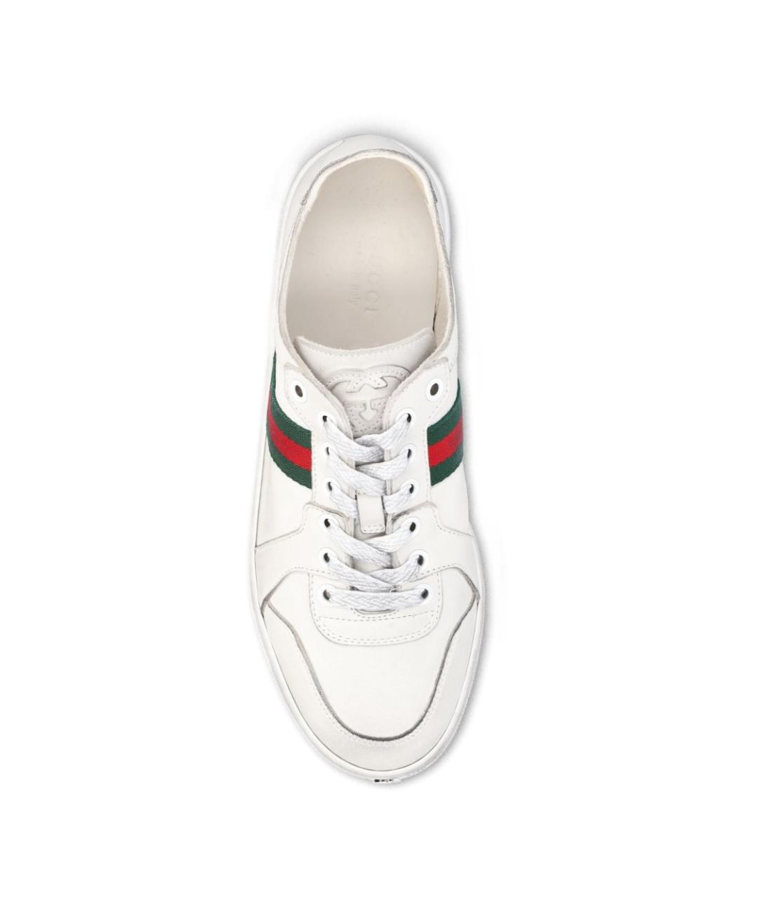 GUCCI Белые кожаные кроссовки, фото 4