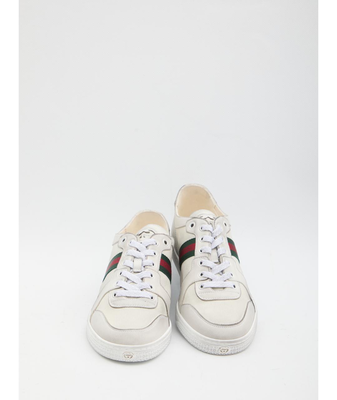 GUCCI Белые кожаные кроссовки, фото 5