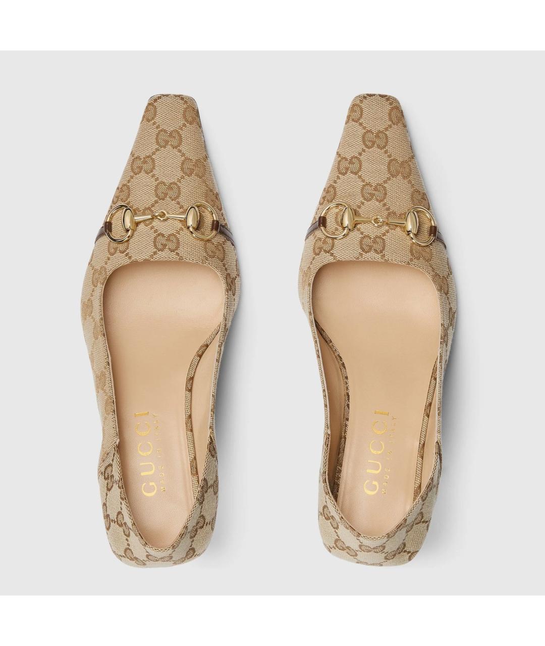 GUCCI Бежевые текстильные туфли, фото 5