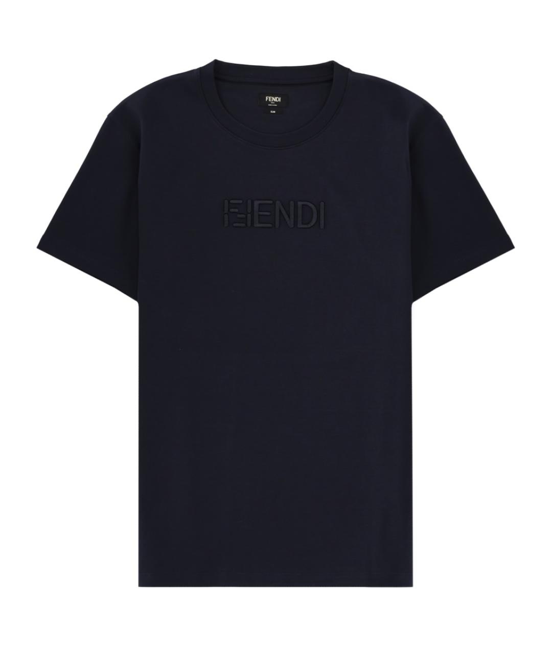 FENDI Синяя хлопковая футболка, фото 1