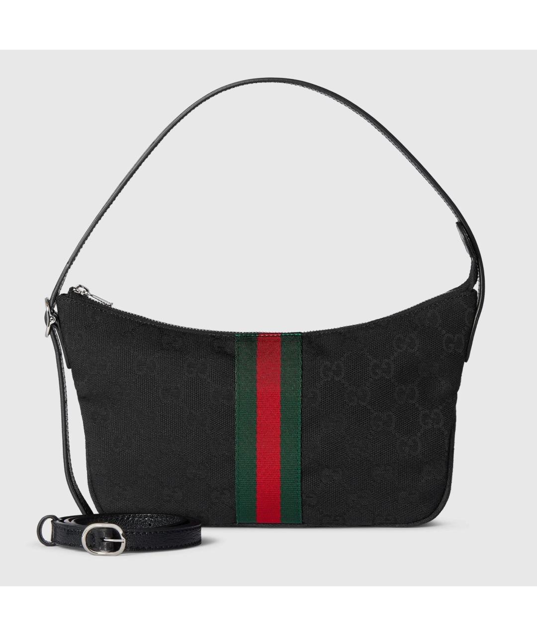GUCCI Черная сумка через плечо из канвы, фото 4