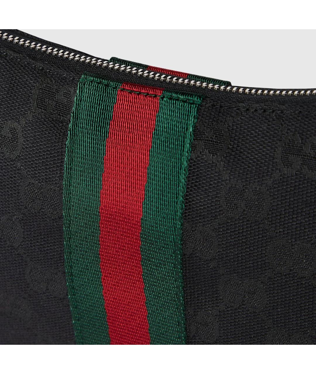 GUCCI Черная сумка через плечо из канвы, фото 3