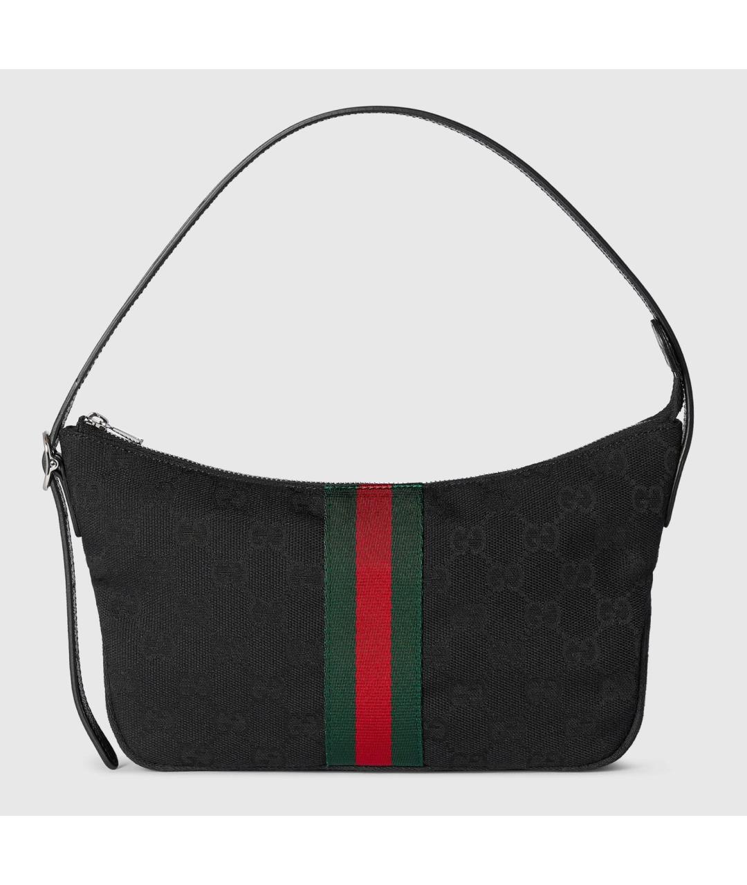 GUCCI Черная сумка через плечо из канвы, фото 5
