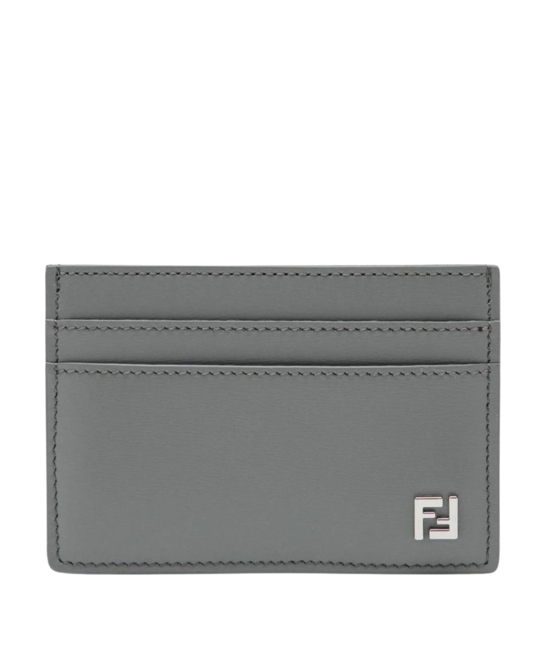 FENDI Серый кожаный кардхолдер, фото 1