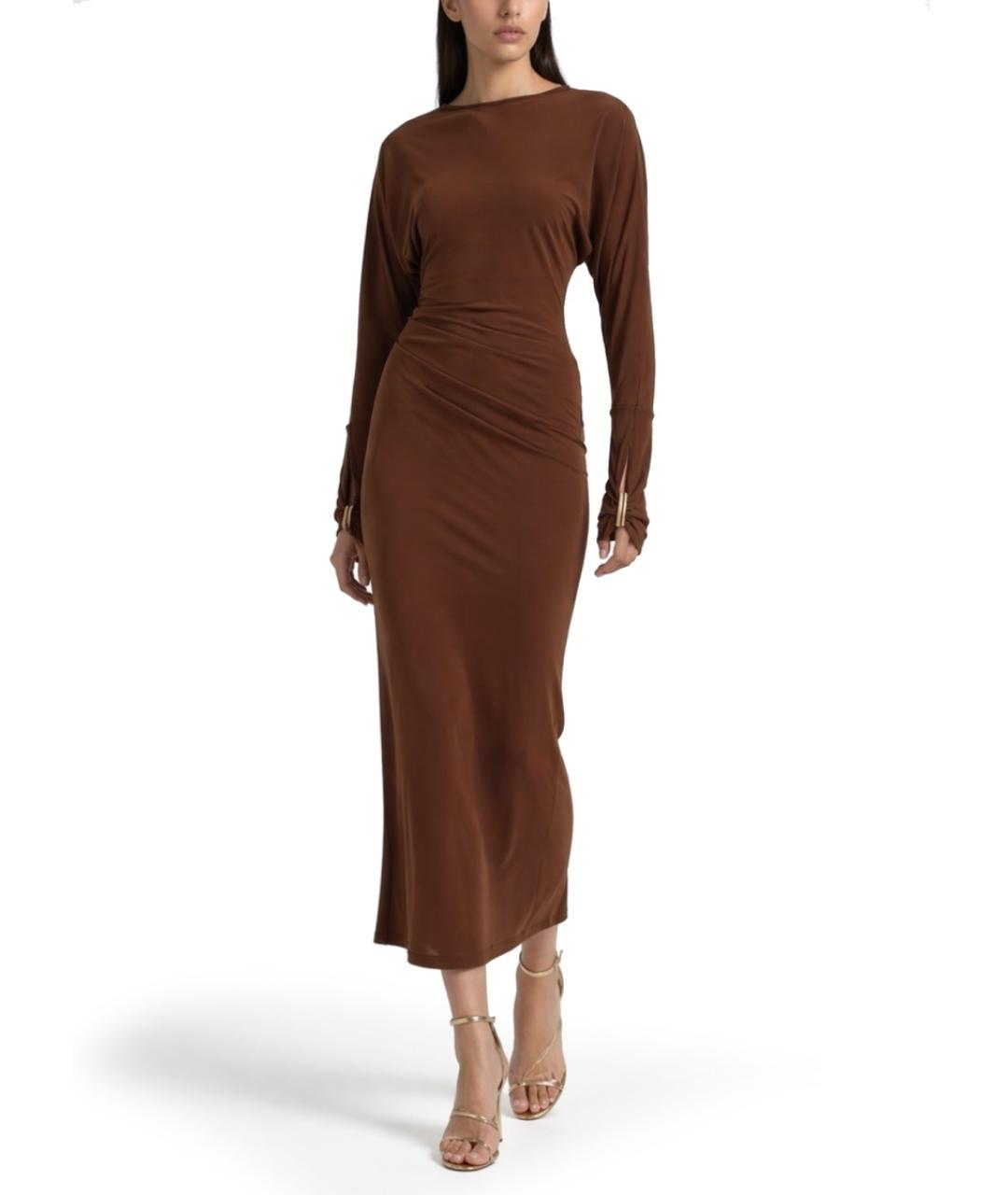 MAX MARA Коричневое вискозное повседневное платье, фото 2