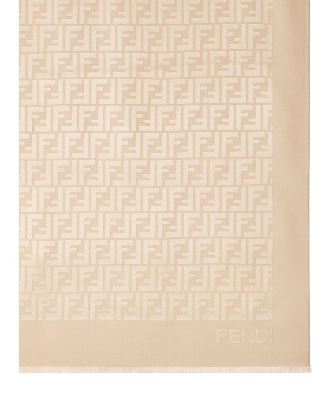 FENDI Бежевый шелковый шарф, фото 2