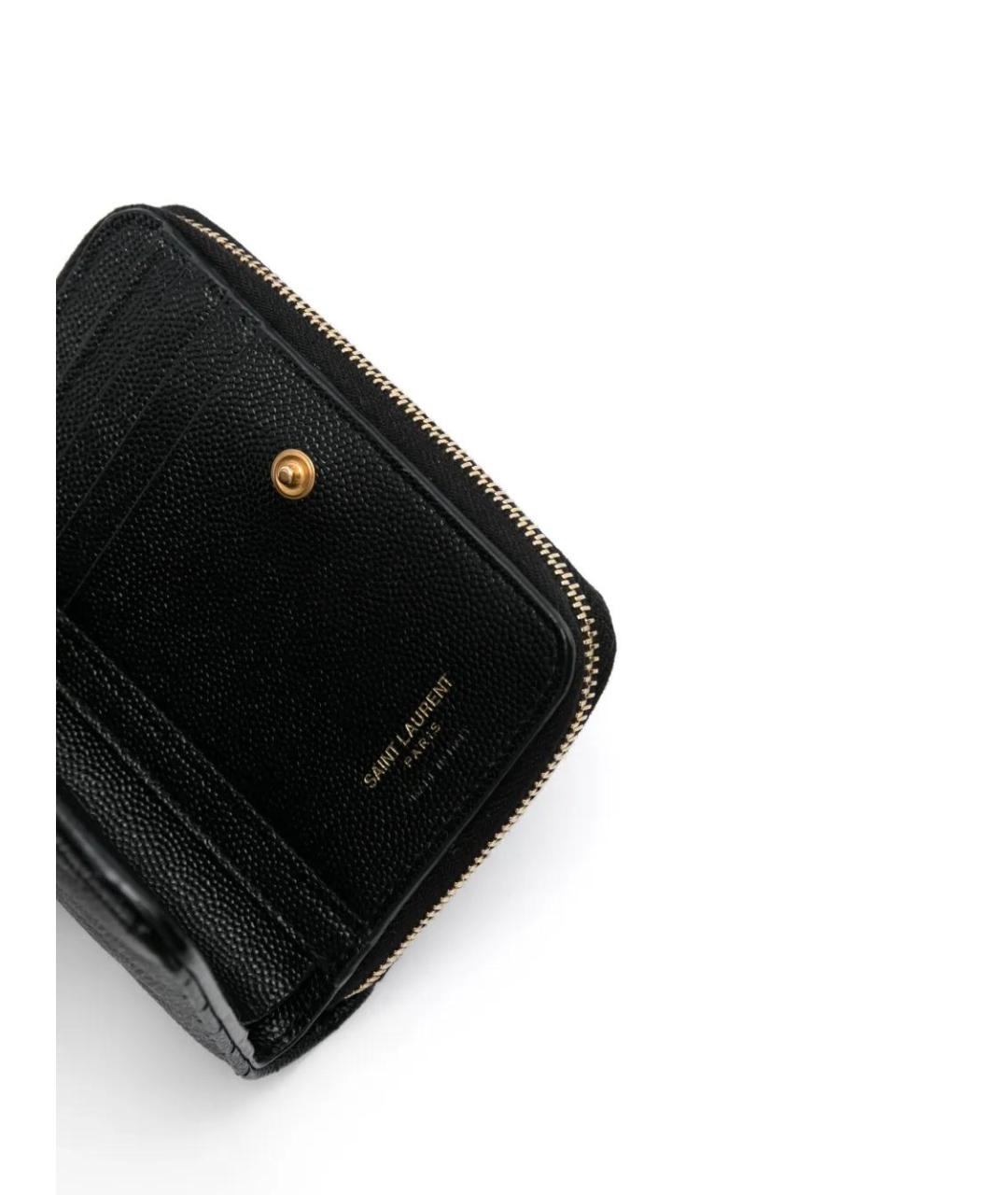 SAINT LAURENT Черный кожаный кошелек, фото 3