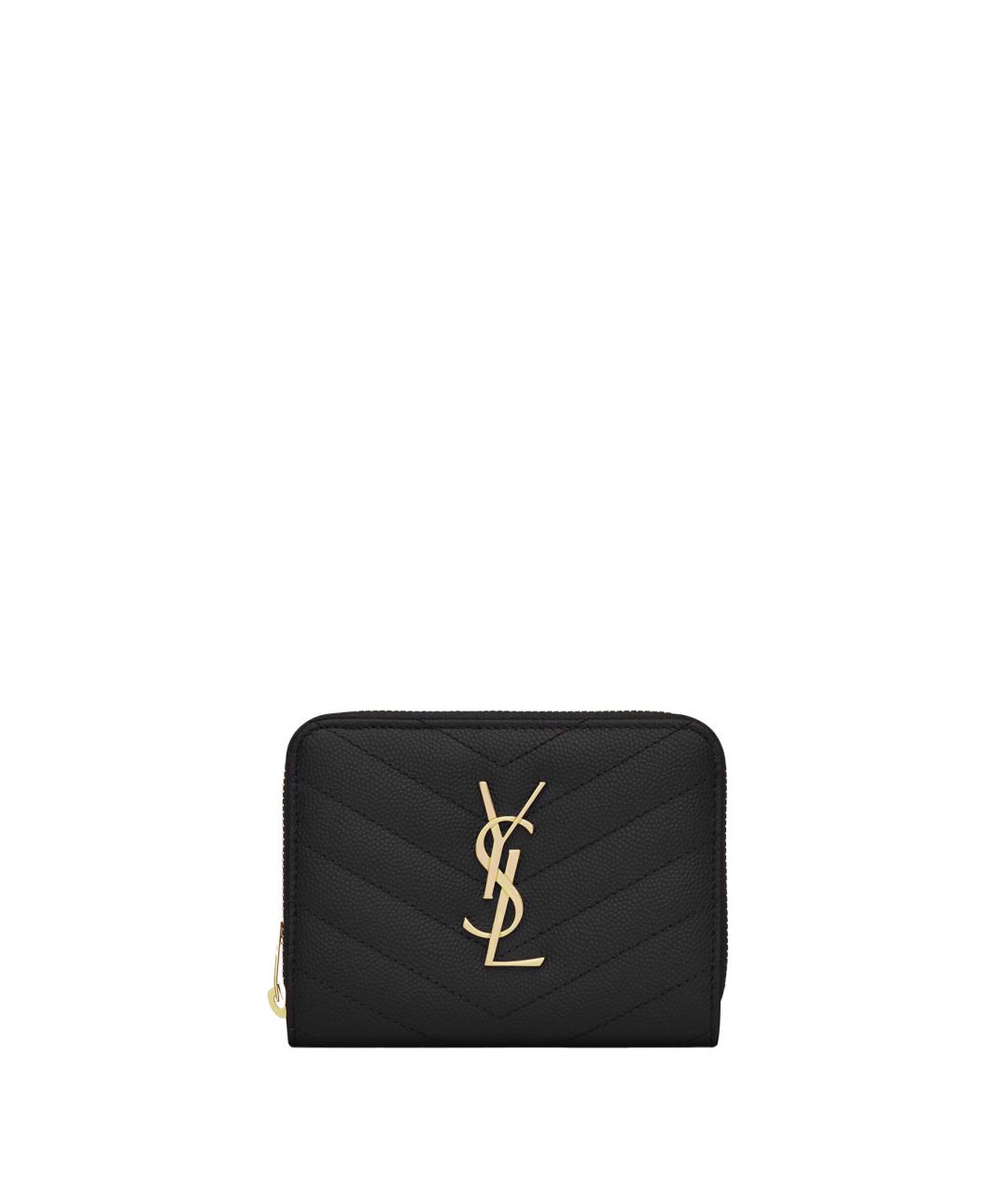 SAINT LAURENT Черный кожаный кошелек, фото 1