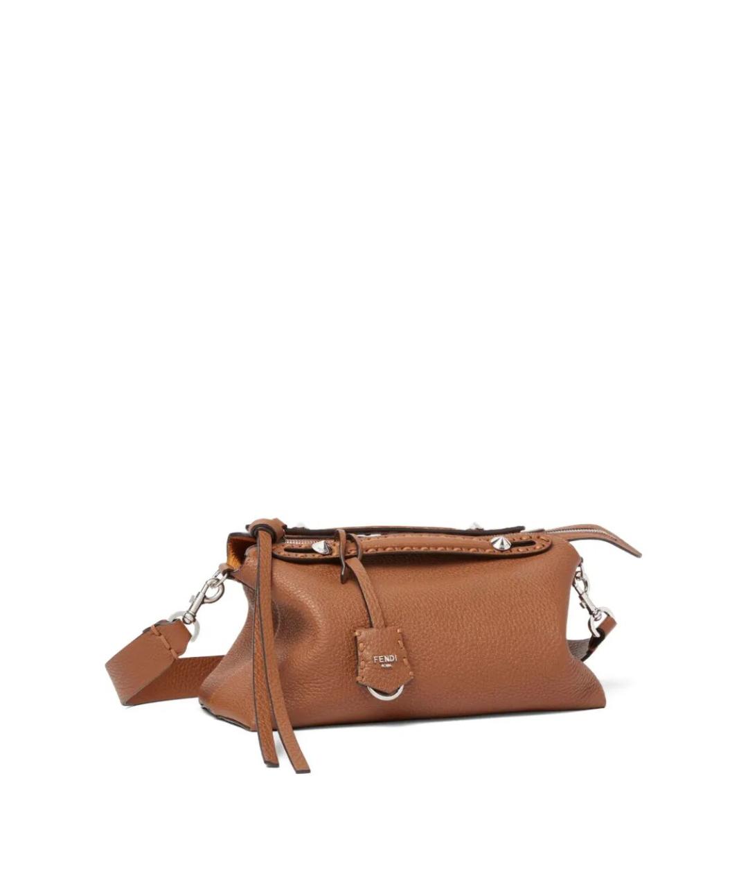 FENDI Коричневая кожаная сумка через плечо, фото 2
